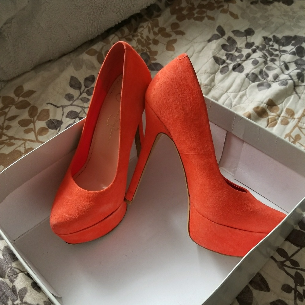 Jessica simpson Spiced Coral Suede Pumps